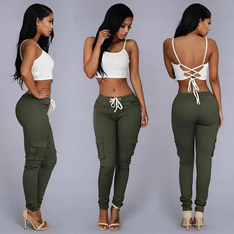Slim-Fit Bleistifthose für Damen mit Kordelzug & Taschen